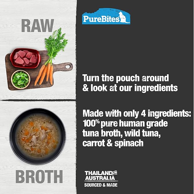 PureBites Tuna Broths for Cats, Only 4 Ingredients, Case of 18
