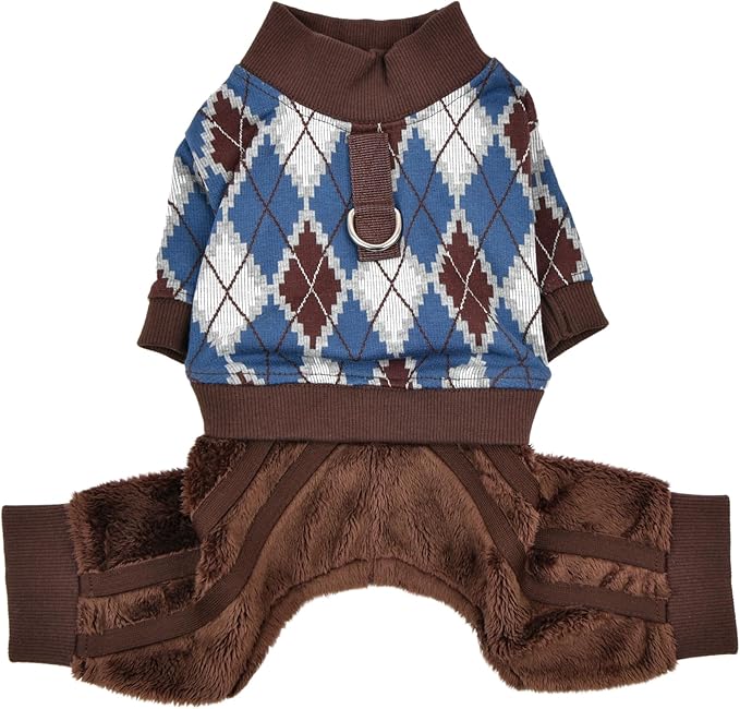 Puppia Vance Winter Jumpsuit Warm Cozy Fashionable for Small Dogs, Teal, Large