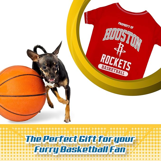 Pets First NBA Licensed Hoodies & T-shirt for Dogs & Cats, Houston Rockets, Medium