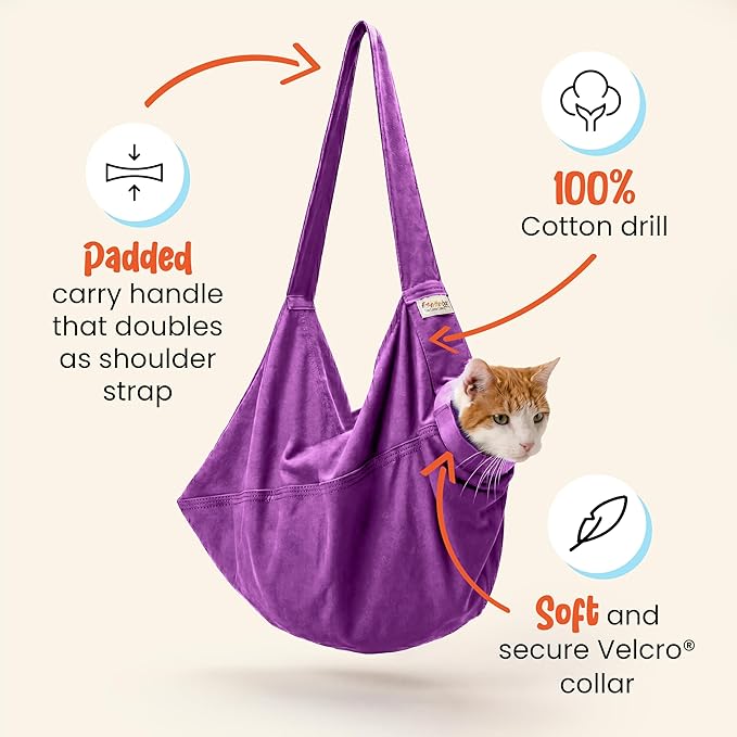 Cat-in-the-Bag Cozy Comfort Carrier - Extra Small Lavender Pet Carrier and Cat Carrier Soft for Grooming, Vet Visits, Medication Administration, Dental Care, and Nail Trimming