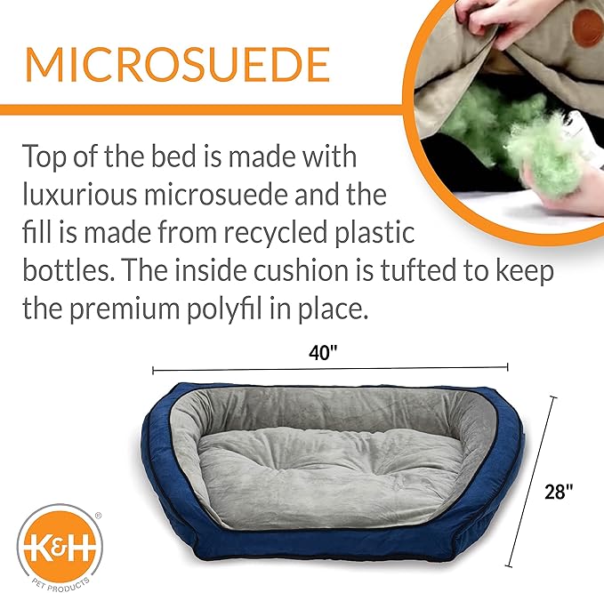 K&H Pet Products Bolster Couch Pet Bed Large Blue/Gray 28" x 40"