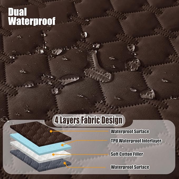 Smiry Waterproof Dog Bed Cover Blanket, Soft Reversible Pet Blanket, Washable Leakproof Cats Dogs Couch Cover for Sofa, Couch, Furniture (30x70 Inch, Chocolate/Dark Grey)