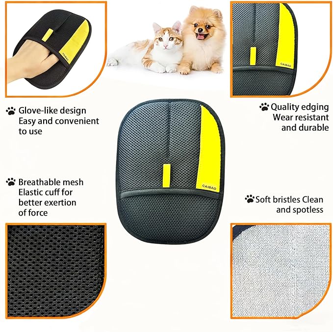 Electrostatic Pet Hair Removal Gloves: Quick Wiping - Reusable & Washable for Sofa Clothing Pet Beds Effortless Cats & Dogs Hair Remover for Busy Pet Owners (1pcs-Black)