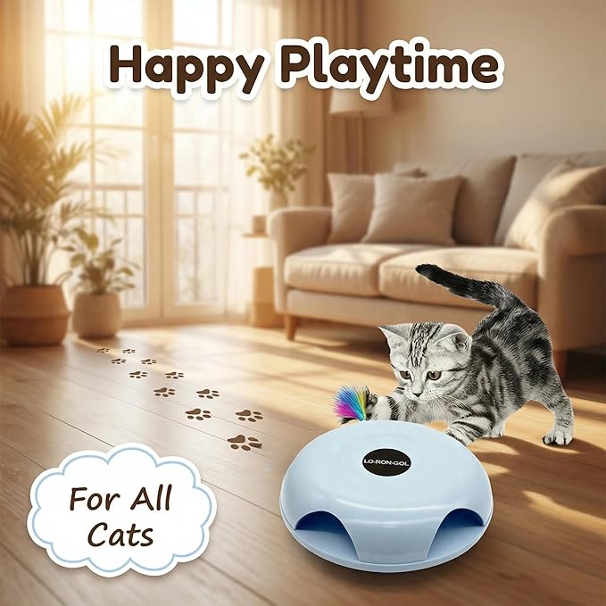 Interactive Whack-a-Mole Cat Toy — Automatic Mushroom Feather Pop-Up Play Toy for Cats, Cognitive Stimulation & Exercise, Durable Pet Entertaining Game (Blue)