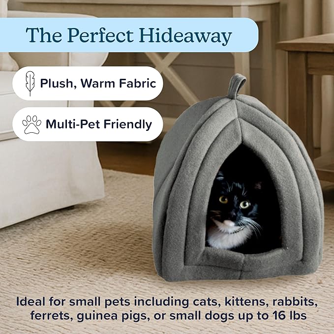 Cat House - Indoor Cat Bed with Removable Foam Cushion - Pet Tent for Kittens, Rabbits, Guinea Pigs, and Other Small Animals by PETMAKER