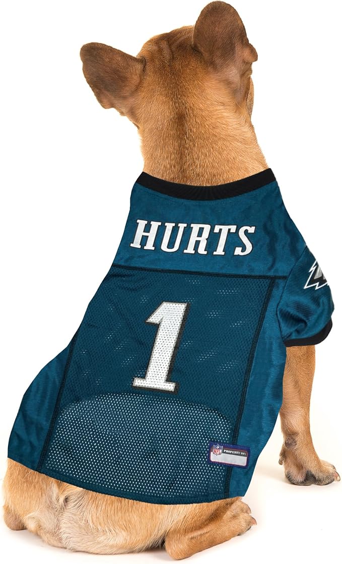 NFLPA Jaylen Hurts PET Jersey, NFL Dog Shirt, Size Large, Philadelphia Eagles Mesh Jersey for Dogs