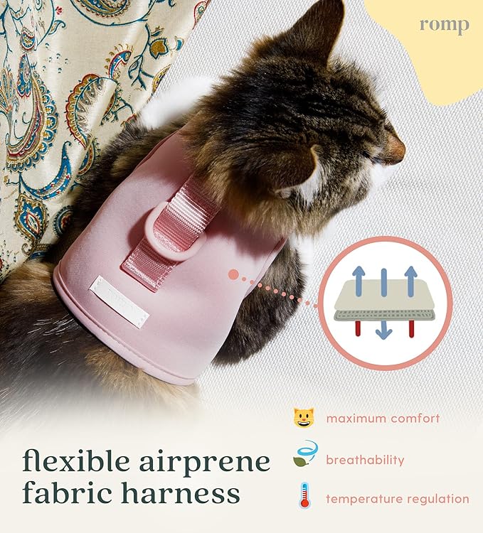 Cat Harness, Collar & Leash Set - Escape Proof Adjustable Choke Free Velcro Harness Vest for Walking Cats & Kittens (Powder Pink, Medium)