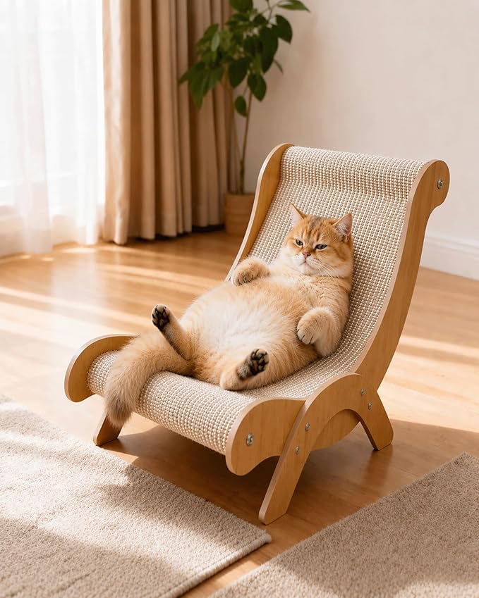 Extra Large Cat Scratcher Lounge & Bed,Curved Sisal Scratching Pad for Indoor Cats,Durable Furniture-Grade Lounge Combo,Tight Weave Material with Less Shedding