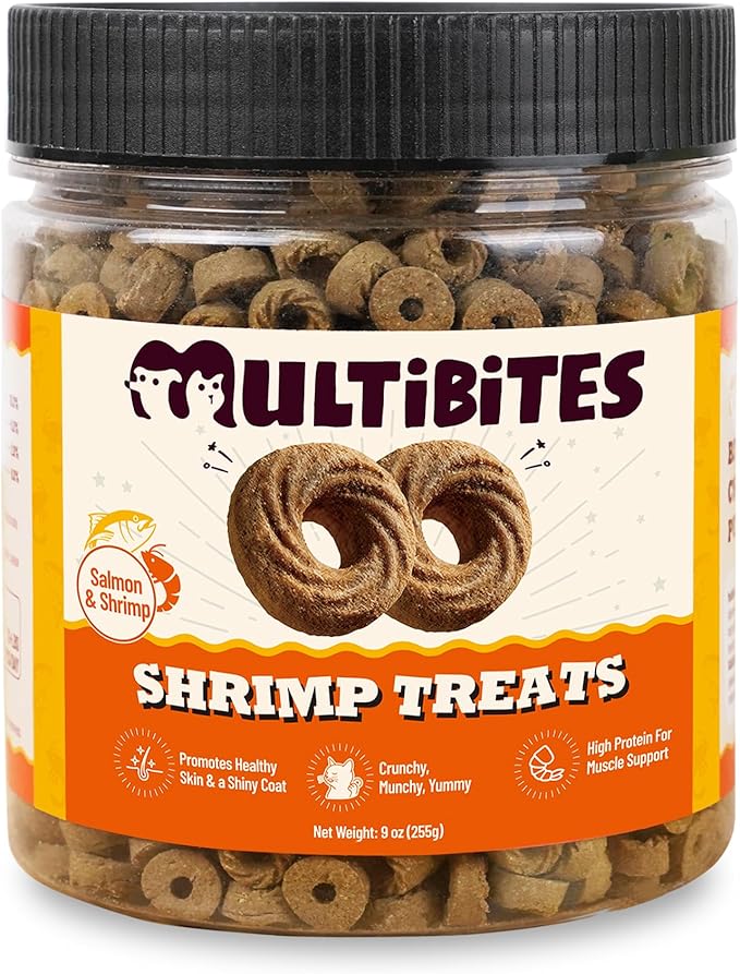 9 oz Shrimp Treats Skin & Coat Support Salmon Flavor Cat Training Treats Cat Treats for Indoor Cats