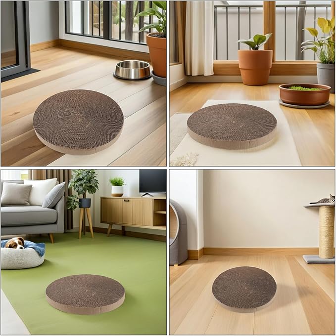2pcs Round Cat Scratcher Corrugated Cardboard Insert 34cm Replacement Scratching Pad for Indoor Cat Beds and Furniture Protector