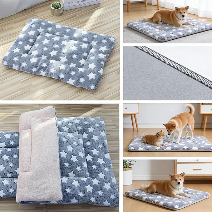 Self Warming Cat Bed Mat, 27.17” x 18.9” Gray Self Heating Pet Pad for Indoor & Outdoor Cats Dogs, No Electricity Thermal Warming Mat, for Crate Bed Furniture