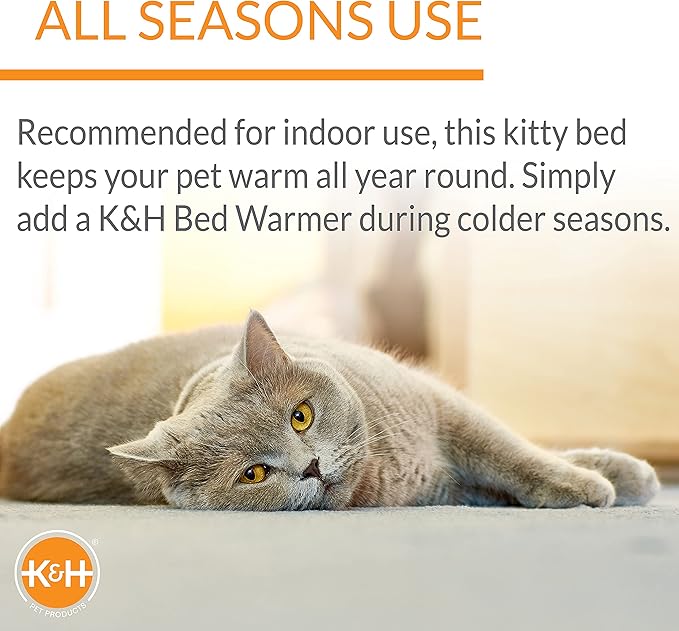 K&H Pet Products Heated Amazin' Kitty Pad, Cat Bed Traps Hair and Dander, Gray 15 X 20 Inches (Pack of 2)