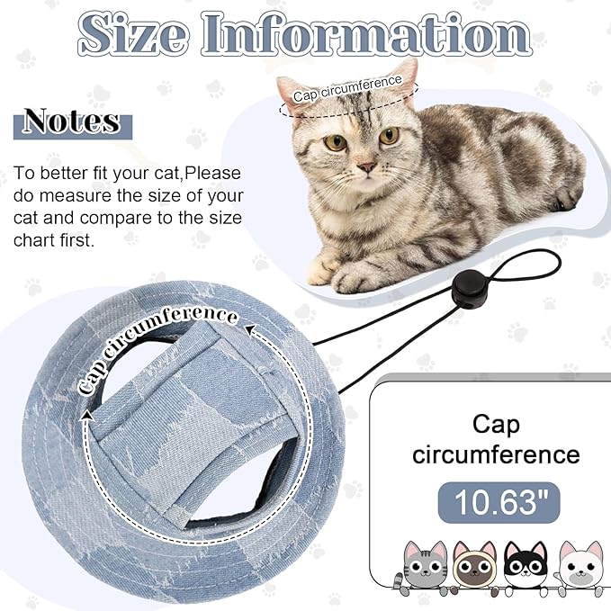 QBLEEV Cat Hats for Cats Only, Sphynx Hat with Ear Hole, Hairless Cat Cowboy Hats for Birthday Party Halloween, Kitten Headwear Sun Sombrero Caps, Chihuahua Sunscreen Baseball Outdoor Climbing Cap
