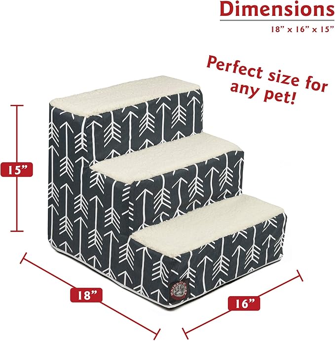 Majestic Pet Portable Pet Stairs | Soft Sherpa Steps Foam Feeling | Steps for Dogs & Cats | Dog & Cat Ramp | Perfect for Bed & Sofa | Indoor Only | Max Weight: up to 250 Lbs, 3 Step, Arrow Navy Blue