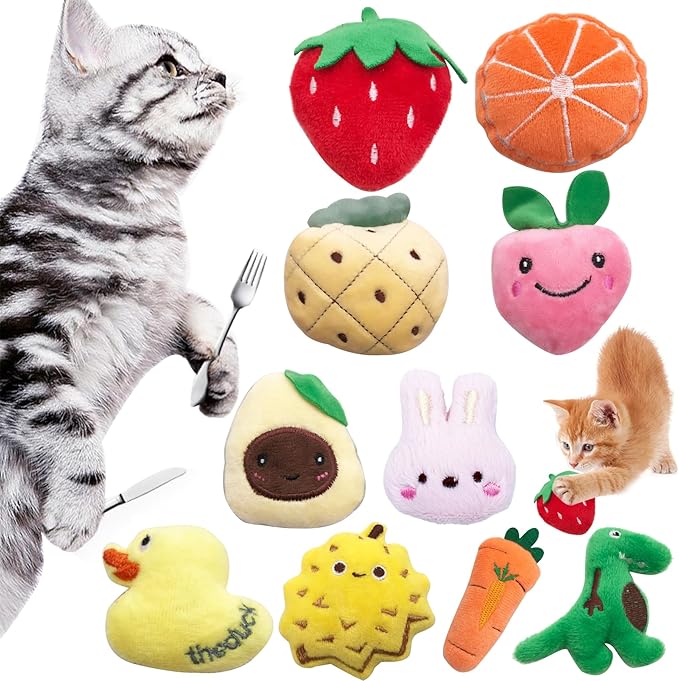 Catnip Toys for Indoor Cats 10 Pcs Small Plush Toys with Catnip Kitten Stuffed Toy