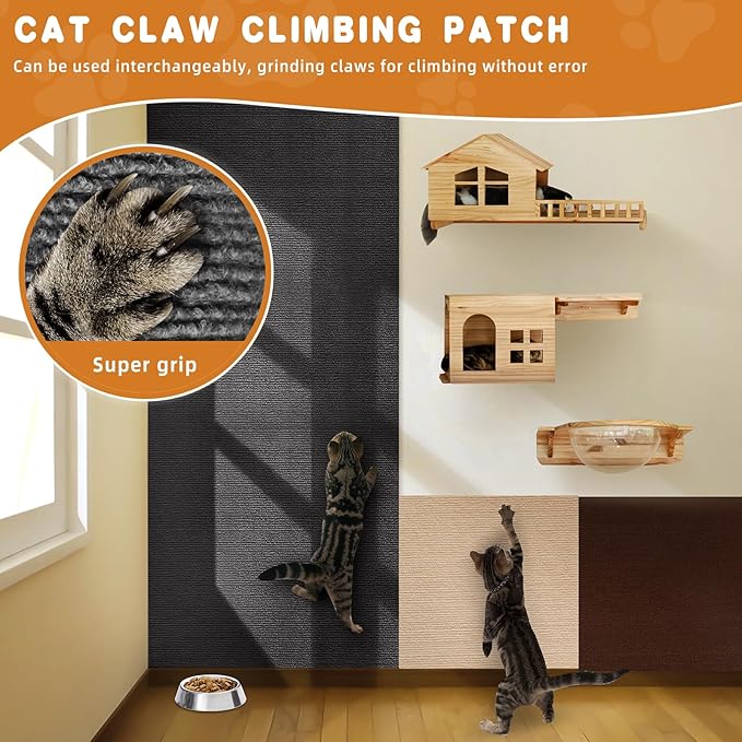 2pack Cat Scratch Couch Furniture and Wall Protector | Adhesive Cat Scratch Pad for Covering Cat Tower, DIY Climbing Cat Scratcher Couch Protector from Cat Claws Scratching (Dark Gray)