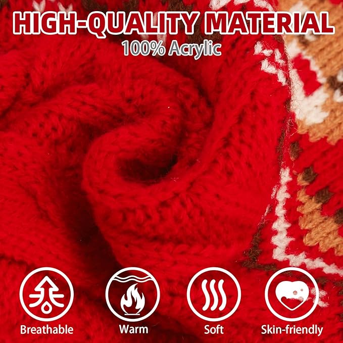 PUPTECK Winter Cat Sweater Coat - Soft Warm Cold Weather Clothes Knitwear for Kittens & Small Dogs Indoor Outdoor Wearing, Knitted Classic for Doggies Kitties Girls Boys, Christmas Deer, S
