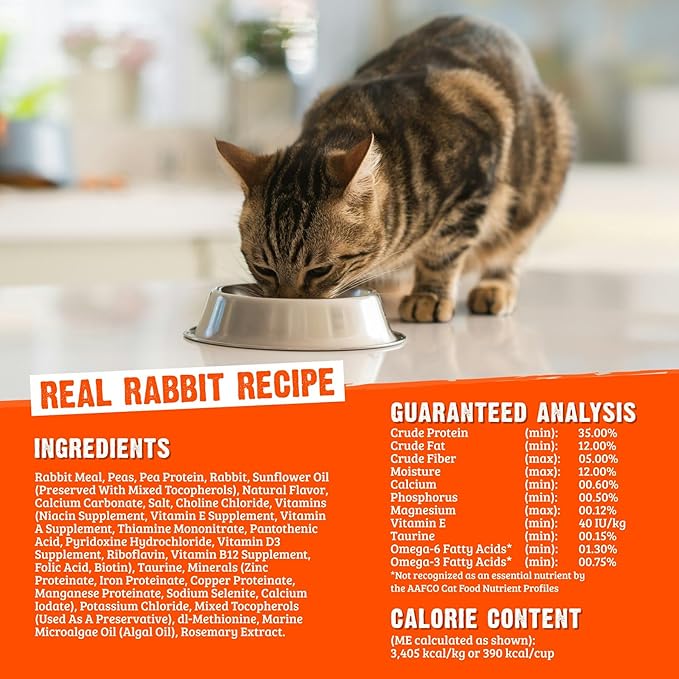 Rawz Real Rabbit Dry Food for Cats with Freeze Dried Coating (7.8 Pound) Made in USA