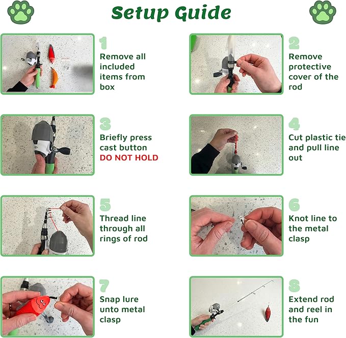 Meowy Cat Wand Toy – Cat Fishing Pole Toy with Reel The Cat Fish Fishing Rod, Telescopic Fiberglass Interactive Teaser Wand for Indoor Cats with Catnip Dental Mesh Attachments