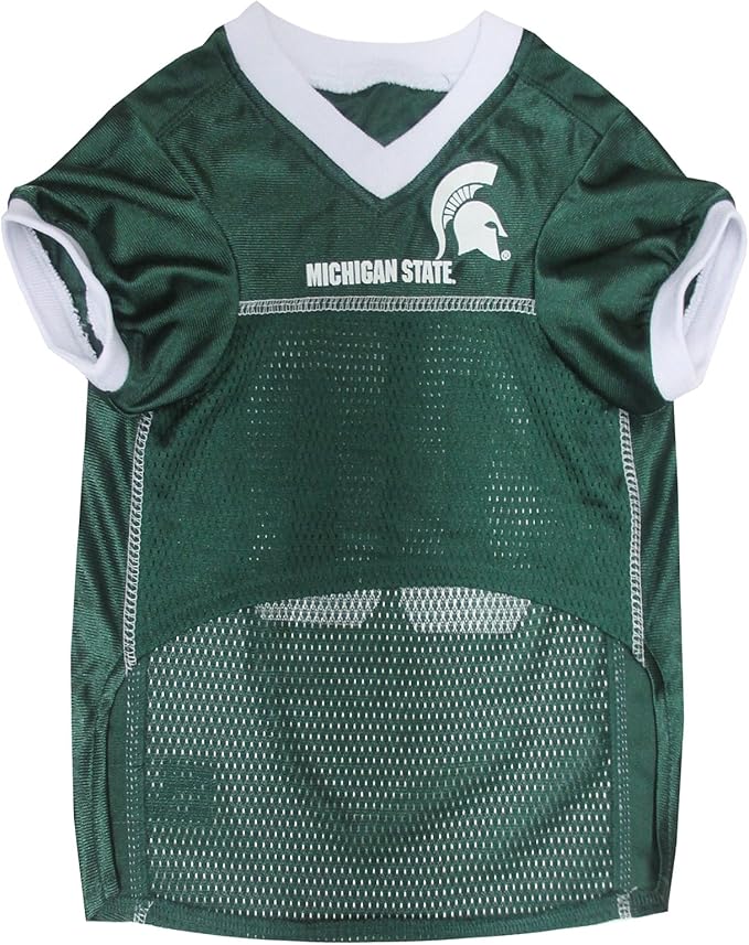 Pets First NCAA College Michigan State Spartans Mesh Jersey for DOGS & CATS, XXX-Large. Licensed Dog Jersey with your Favorite Football/Basketball College Team