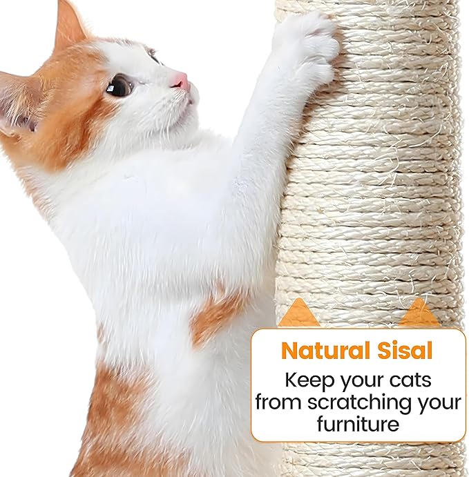 Topeakmart Cat Tree, 67in H Cat Tower for Indoor Cats, Multi-Level Climbing Tree with Scratching Posts Cat House w/Large Condo, Soft Hammock, Removable Cat Teaser Sticks, Beige