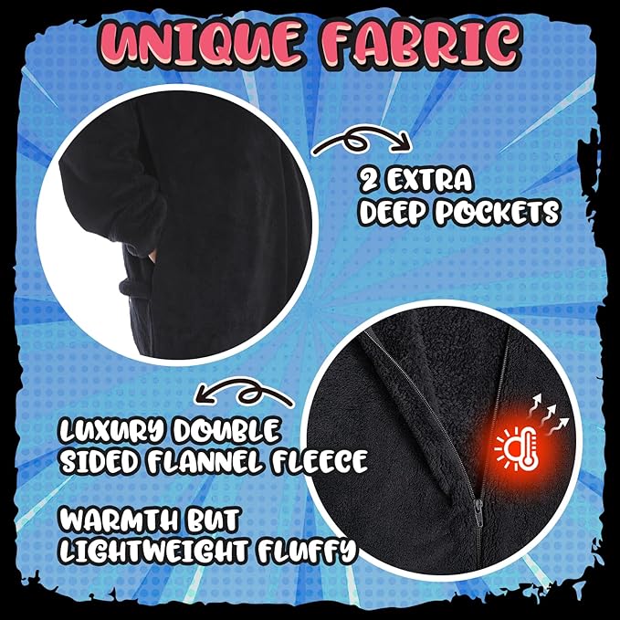 HSCTEK Fuzzy Teddy Fleece Adult Onesies Pajamas - Teen Long Sleeve Zip Up Hooded Blanket Sleep - One Piece Costume