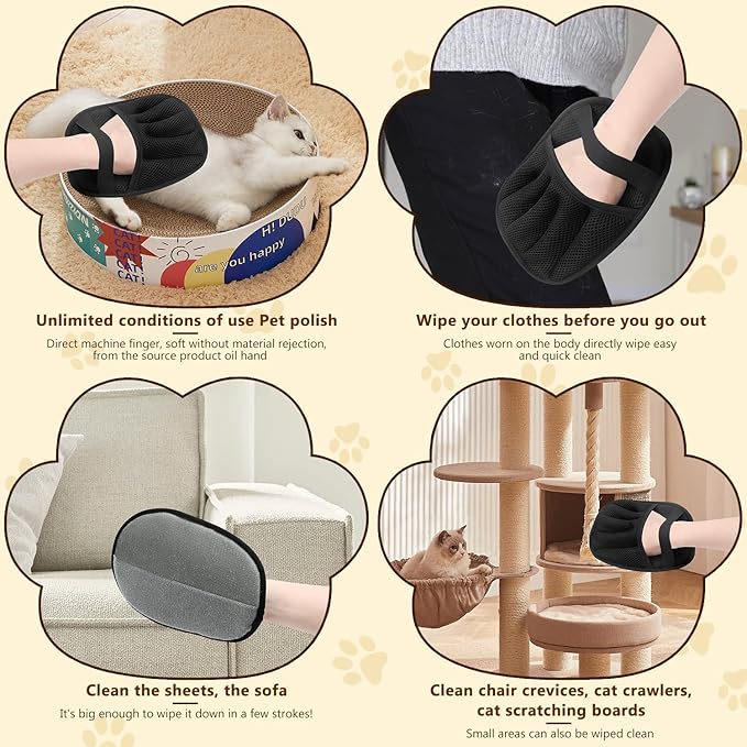 Pet Hair Removal Glove, Electrostatic Pet Hair Removal Gloves, Upgrade Efficient Grooming Gloves for Pet Hair, Clothing, Couch, Furniture, Carpet, Car Seat-2PCS