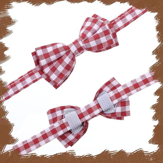 2 Pcs Red Cat Collar for Boy Girl Cats Breakaway Cat Collars with Bell Cute Christmas Kitten Bow Tie Collar Adjustable Small Puppy Safety Collar Solid Color Plaid Pet Collar