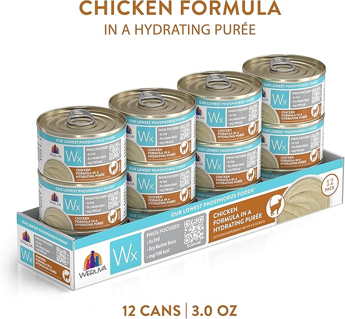 Weruva Wx Phos Focused, Chicken Formula in a Hydrating Purée, 3oz Can, Pack of 12