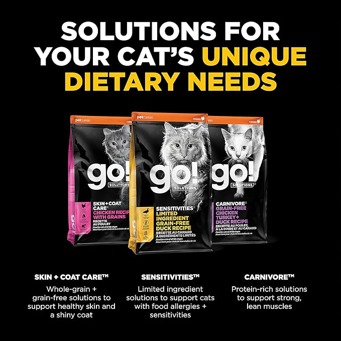 Go! Solutions Sensitivities Limited Ingredient Duck Grain-Free Dry Cat Food, Chicken-Free Kibble Made by Experts for Sensitive Stomachs & Food Allergies, for Kittens, Adults, & Seniors, 16 lb Bag
