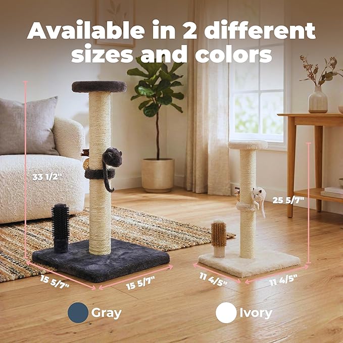 Best Pet Supplies Catify Cat Scratcher, Fun Interactive Scratchers, Posts, Poles, Claw Safe, Furniture Saver Indoor Play Support Natural Cat Behaviors Heavy Duty - Beige, 15.71 x 15.71