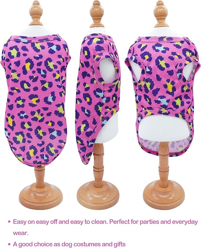 PET SHOW 4 Pack Paw Bone Printed Dog Clothes Shirts Soft Vest Lightweight Sleeveless Cats Doggies T-Shirts Puppies Tank Top Tee for Small Medium Dogs White Black Pink Blue (Medium, Pink for Girls)