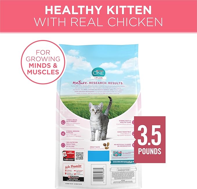 Purina ONE High Protein, Natural Dry Kitten Food, +Plus Healthy Kitten Formula - 3.5 lb. Bag