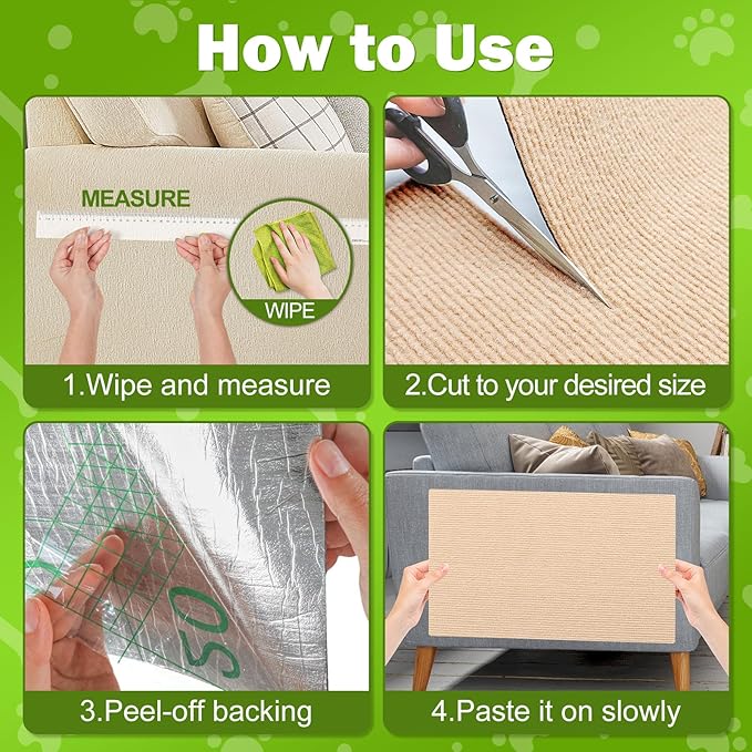 ENONCI 23.6x15.8 Couch Wall Corner Protection for Indoor Cats,Anti Scratch Furniture Protector from Cats Scratching,Trimmable Climbing Cat Scratcher Pad Play Mat Easy Use for Cat Board/Door/Carpet