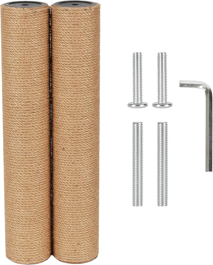 7.4cm 2.91in Diameter Cat Tree Scratching Post Replacement Jute Pole Parts for Cat Tower (15.75in/40cm, M8*2poles)