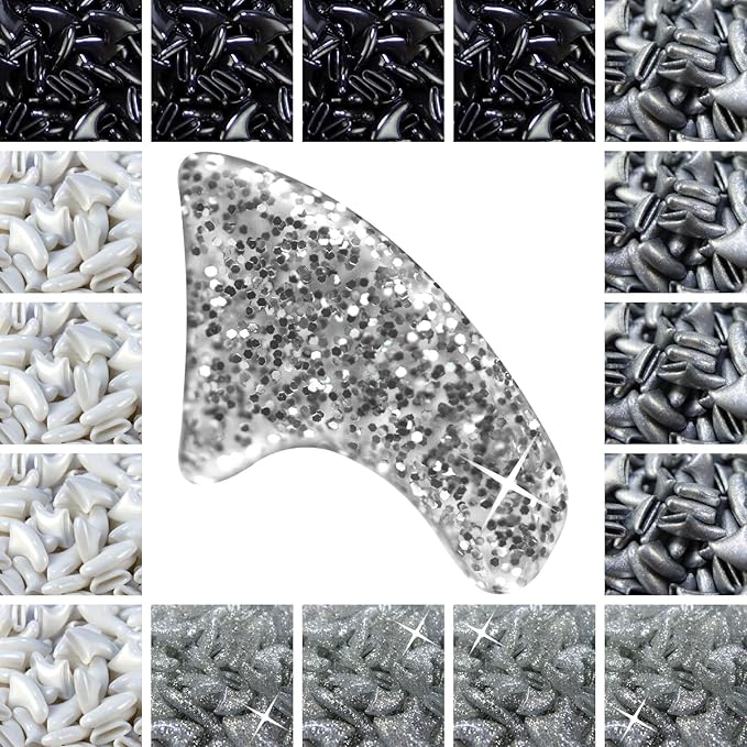 zetpo 80 pcs Cat Claw Covers | Cat Nail Caps | with Adhesives and Applicators (S, Black, Silver, Silver Glitter, White)