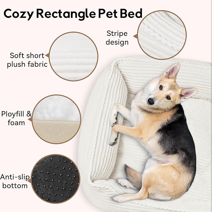 Zerbuger Orthopedic Dog Bed for Medium Dogs,Dog Sofa Beds Supportive Foam Pet Couch Bed with Removable Washable Mat and Nonskid Bottom (Medium, Cream)