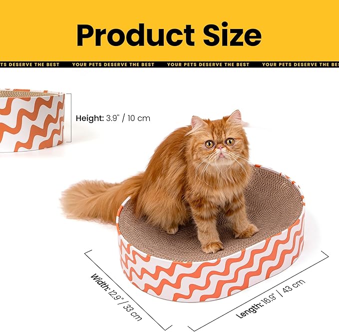 Conlun Cat Scratcher Cardboard,2 in 1 Oval Cat Scratch Pad Bowl for Indoor Kitty Grinding Claw,Round Kittens Scratching Board Corrugated Lounge Pet Beds&Furniture Protector for Couch&Carpets&Sofas
