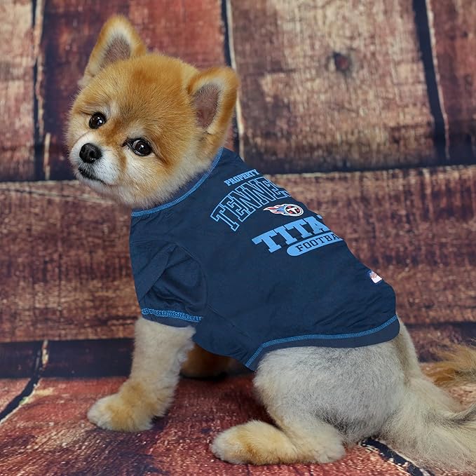 NFL Tennessee Titans Dog T-shirt X-Large. - Licensed Shirt for Pets Team Colored with Team Logos- Premium Stretchable Materials for the comfort of your Dog & Cat