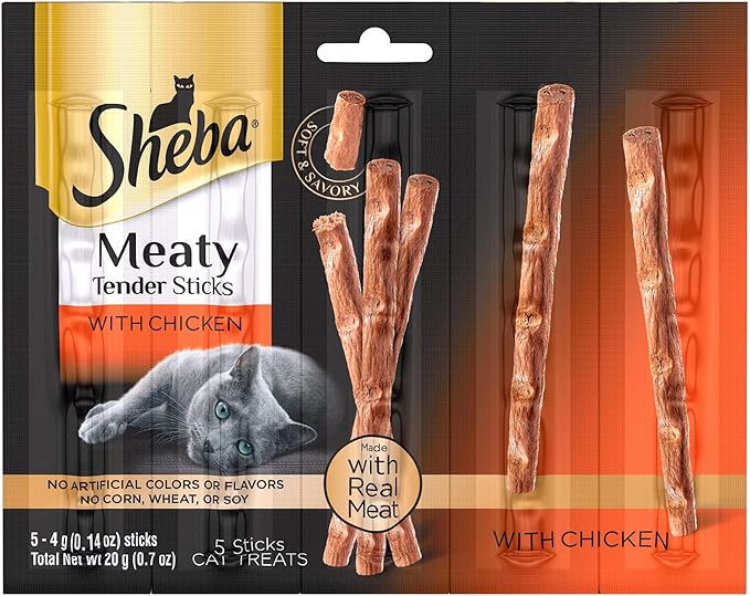 (5 Packs) Meaty Tender Sticks with Chicken Cat Treats - 0.7 Ounces (5 Treats), Made with No Corn, Wheat, Soy and No Artificial Flavors