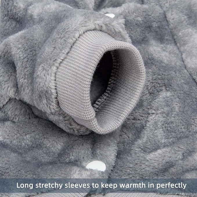 FabriCastle Dog Hoodie Sweater for Small Dogs Boy and Girl, Dog Clothes XS XXS Puppy Sweatshirt, Pet Outfit, Cat Clothing Super Soft Warm Snap On Closure (Light Grey, Medium)