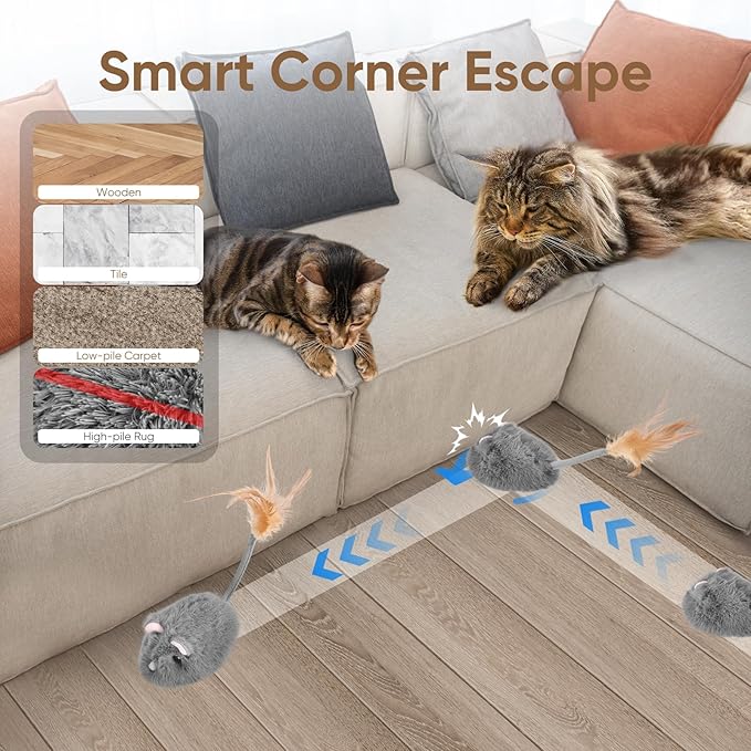 Pawingcat Remote Control Cat Toy Rechargeable Cat Mouse Toy Automatic Interactive Cat Toys for Indoor Cats Toy with 3-Speed Adjustment and 4 Directions