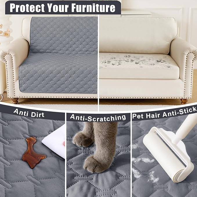 Smiry Waterproof Dog Bed Cover Blanket, Soft Reversible Pet Blanket, Washable Leakproof Cats Dogs Couch Cover for Sofa, Couch, Furniture (30x70 Inch, Grey/Light Grey)