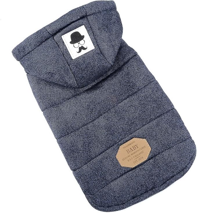 Fleece Dog Hoodie Winter Coat for Small Boy Dog Cat Puppy Cotton Hooded Jacket Chihuahua Clothes Blue S