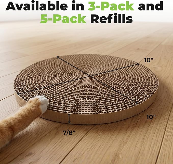 Best Pet Supplies Catify Cat Scratcher, Fun Interactive Scratchers, Posts, Poles, Claw Safe, Furniture Saver Indoor Play Support Natural Cat Behaviors Heavy Duty - 3 Pack Round, 10 x 10