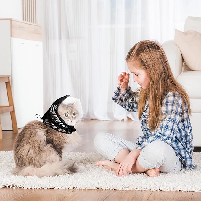 Adjustable Cat Muzzle for Grooming, Breathable Cat Muzzle with Transparent Anti-Bite Mask for Nail Trimming Bathing Vet Visits