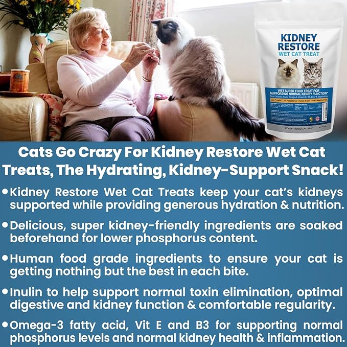 Fresh-Made Kidney Care Wet Cat Treat - Feline Kidney Support Renal Cat Treat - Low Phosphorus & Sodium Support for Cats - Best Feline Food, Feline Renal Support USA Made 16 Ounce