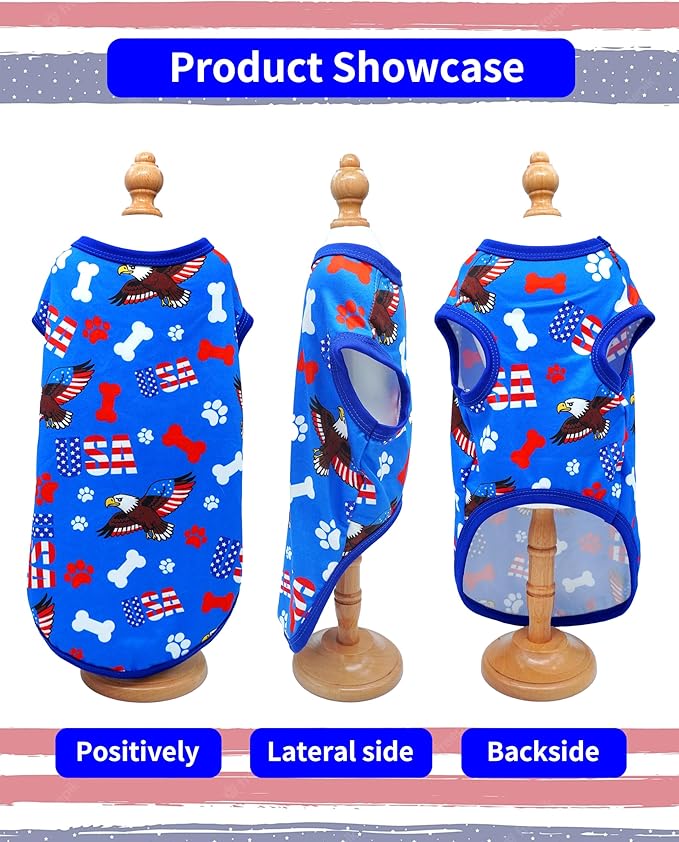 PET SHOW 4 Pack 4th of July Dog Clothes for Extra Large Dogs Patriotic Shirts Stripes Stars Vest American Flag T-Shirts for Independence Day Holiday Party Pets Tank Top Boy Girl(XXX-Large)