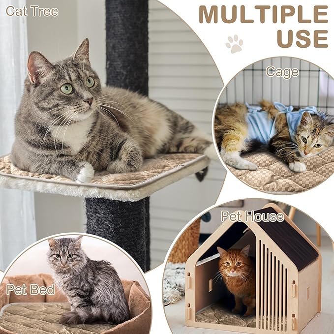 Tujoe 4 Pack Self Warming Cat Mat Self Heating Cat Pad Warm Thermal Pet Bed Washable Dog Crate Pad Body Heat Dog Bed Mat Blanket Non Slip Bottom for Outdoor Indoor Pets