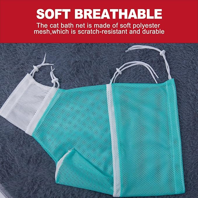 1-Pack Adjustable Breathable Mesh Cat Grooming Bag for Stress-Free Nail Trimming and Bathing Secure Handling Design Pet-Safe Material for Adult Cats Home Grooming Essential